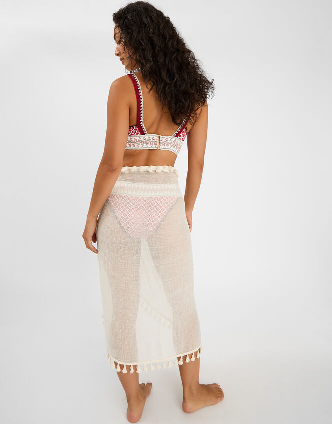 Tassel Trim Sarong, Ivory (IVORY), large