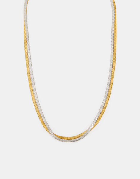 Stainless Steel Two Tone Omega Layered Necklace, , large