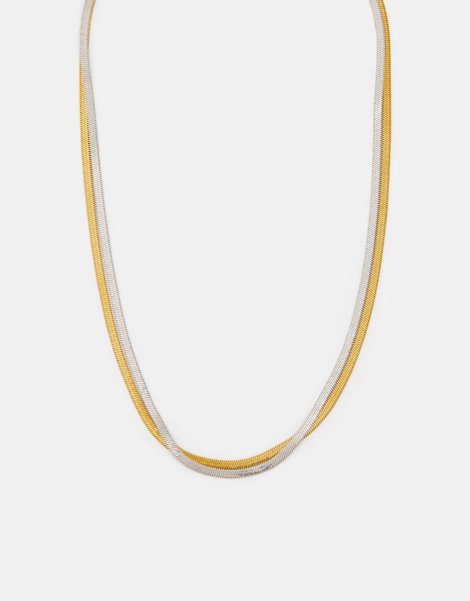 Stainless Steel Two Tone Omega Layered Necklace, , large