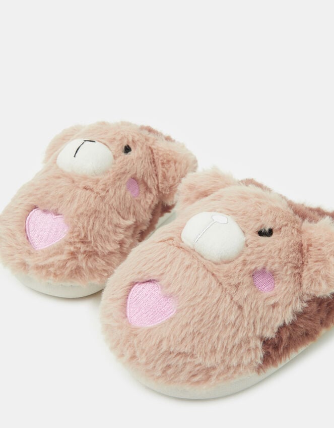 Girls Teddy Bear Slippers, Natural (NATURAL), large