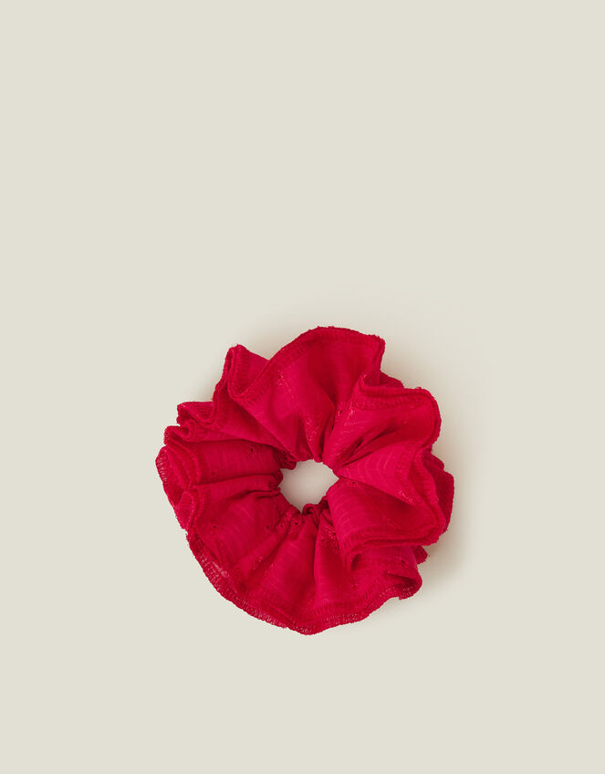 Oversized Broderie Hair Scrunchie, , large