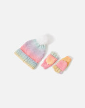 Girls Rainbow Space Dye Hat and Glove Set, Multi (PASTEL-MULTI), large
