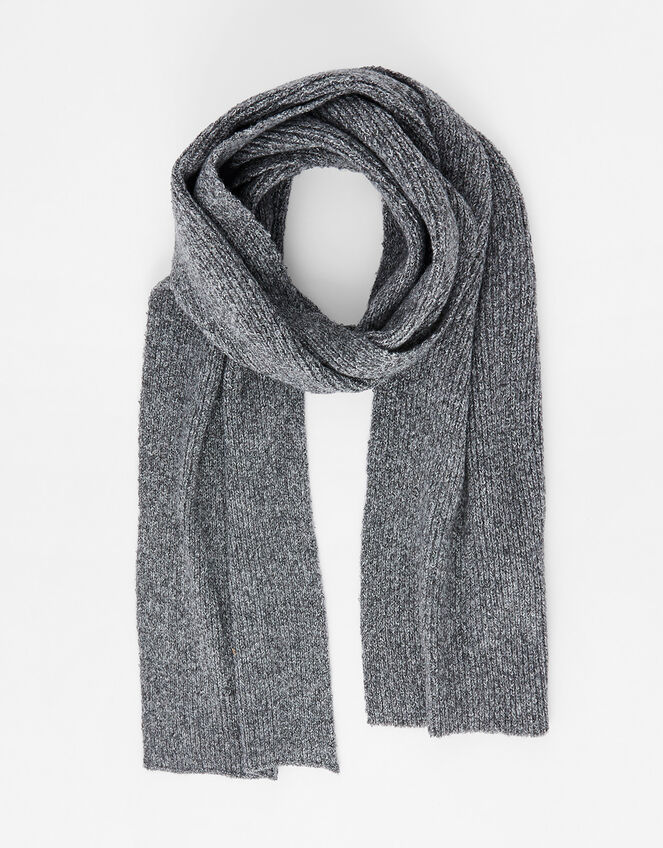 Plain Knit Scarf in Wool Blend, Grey (LIGHT GREY), large