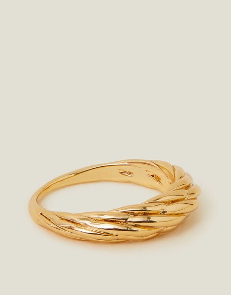 14ct Gold-Plated Twisted Band Ring, Gold (GOLD), large