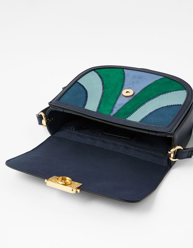 Eloise Patchwork Cross-Body Bag, Blue (BLUE), large