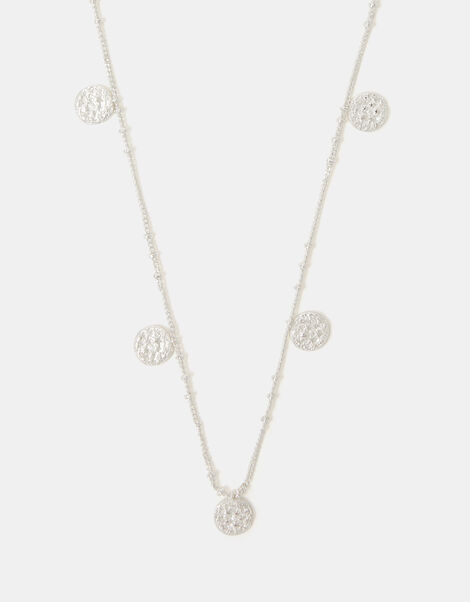 Sterling Silver-Plated Coin Charm Necklace, , large