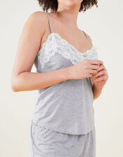 Lace Trim Pyjama Set, Grey (GREY), large