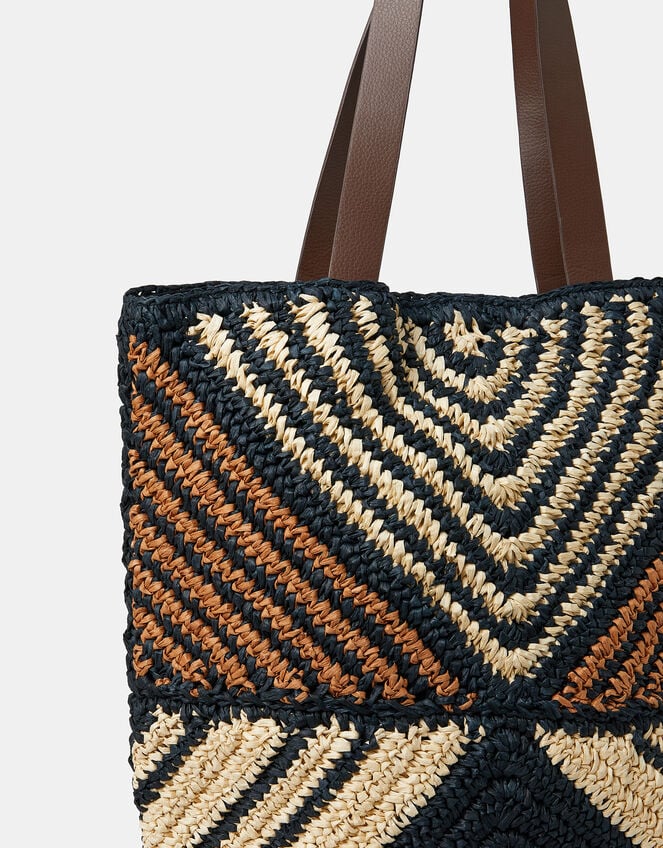 Mix Raffia Tote Bag, , large