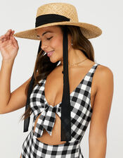 Gingham Cut-Out Plunge Swimsuit, Black (BLACK/WHITE), large
