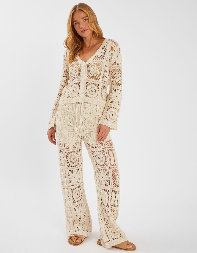 Crochet Cardigan, Natural (NATURAL), large