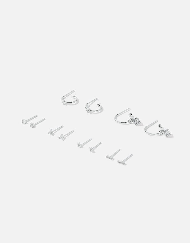 Platinum-Plated Hoop and Stud Set, , large