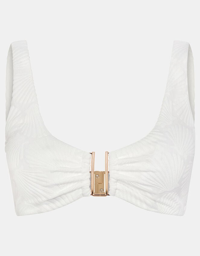 Seashell U-Front Bikini Top, White (WHITE), large