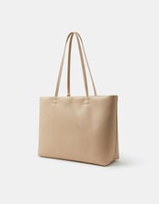 Charm Faux Leather Tote Bag, Cream (CREAM), large