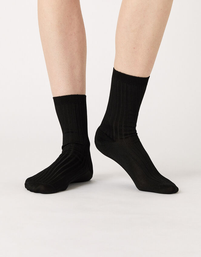 Slinky Ribbed Ankle Socks, , large