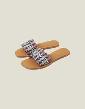 Leather Woven Sliders, BRIGHTS MULTI, large
