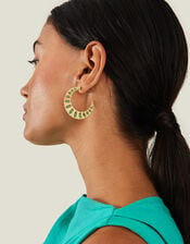 Textured Bobble Hoop Earrings, , large