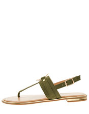 Ring Detail Sandals, Green (KHAKI), large