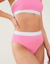 Textured High Waist Bikini Briefs, Pink (PINK), large
