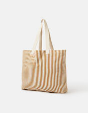 Stripe Palm Embroidered Shopper Bag, , large