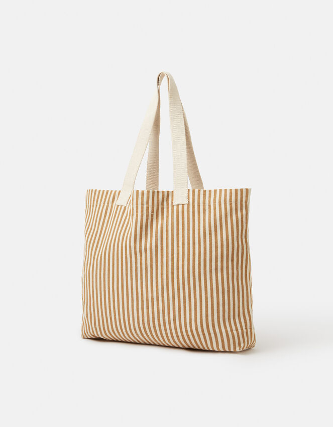 Stripe Palm Embroidered Shopper Bag, , large