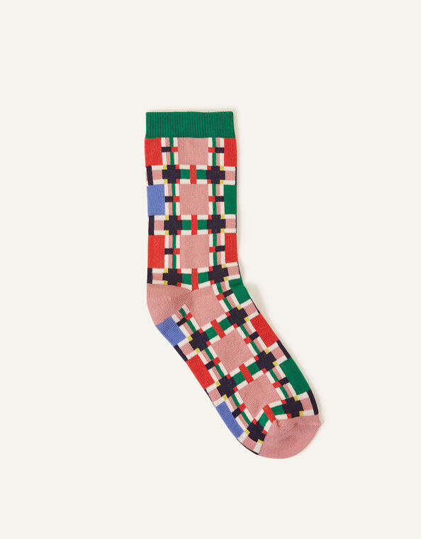 All Over Geometric Print Socks, , large