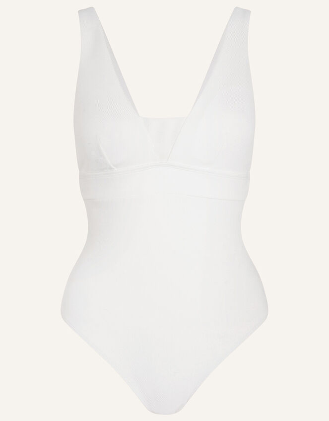 Lexi Ribbed Shaping Swimsuit White Swimsuits Accessorize UK