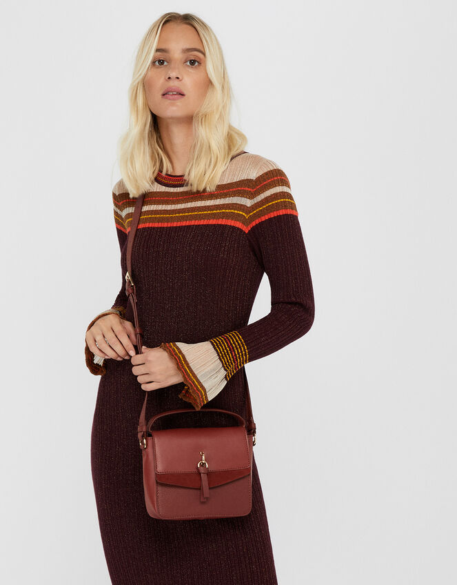 Lula Mini Flap Leather Cross-Body Bag, Orange (RUST), large