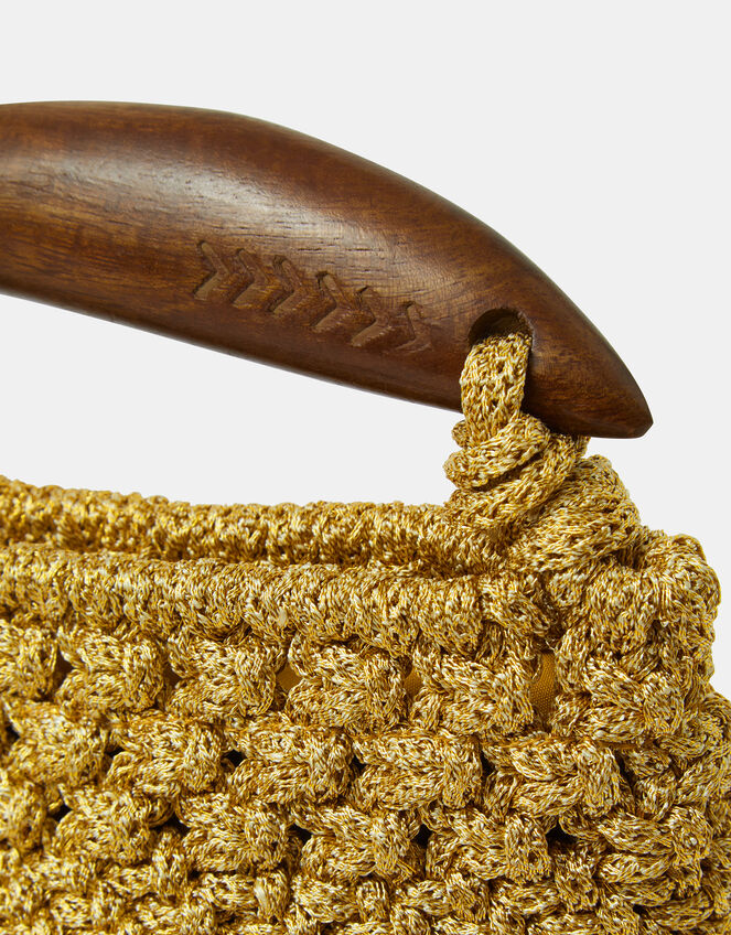 Fish Handle Woven Crossbody Bag, , large