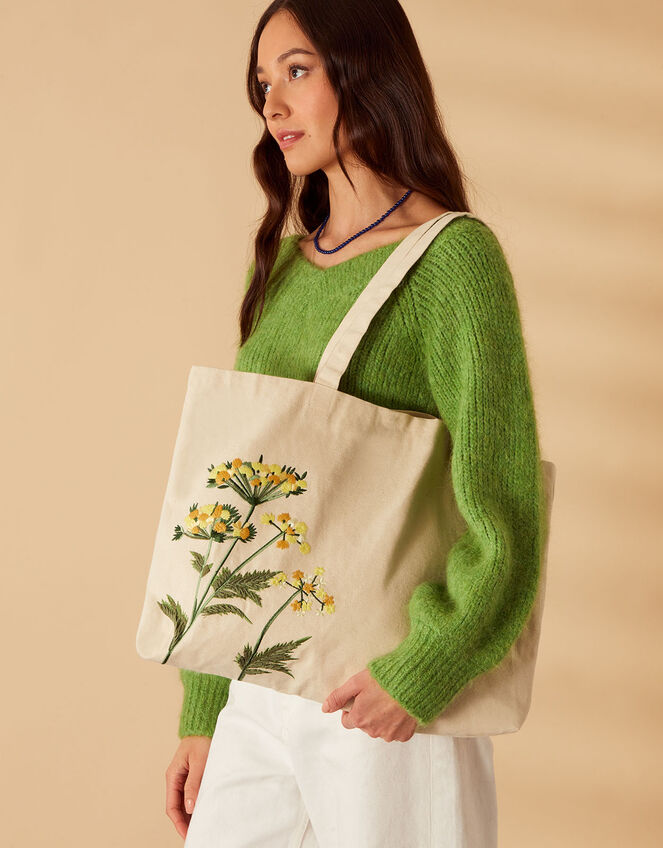 Floral Embroidered Shopper Bag, , large