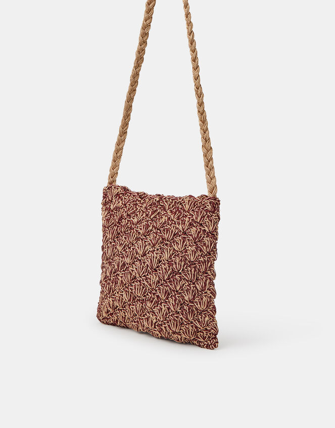 Metallic Woven Crossbody Bag, , large