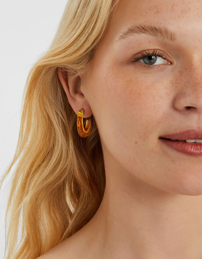 Tort Resin Hoop Earrings, , large