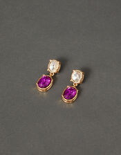 Oval Statement Short Drop Earrings, Purple (PURPLE), large