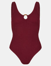 Seersucker Swimsuit, Red (BURGUNDY), large