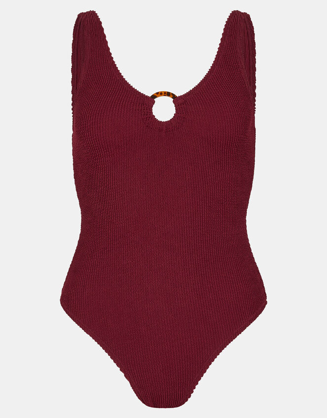 Seersucker Swimsuit, Red (BURGUNDY), large