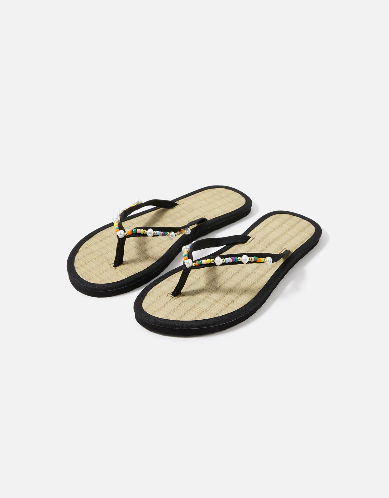 Black seagrass flip flops top
