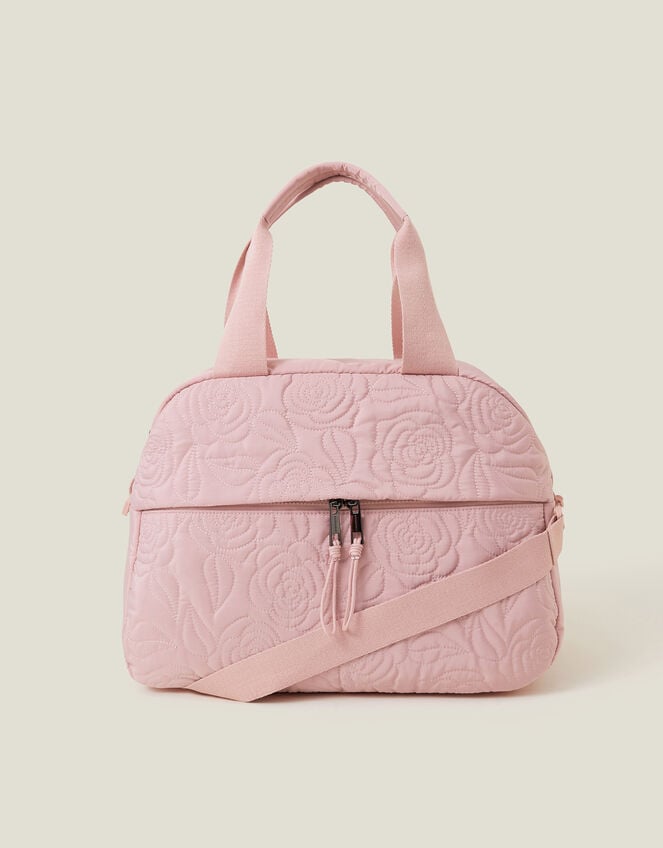 Floral Quilted Travel Bag, Pink (BLUSH), large
