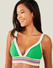 Ricrac Trim Bikini Top, Green (GREEN), large