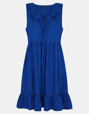 Strapless Ruffle Mini Dress, Blue (COBALT), large