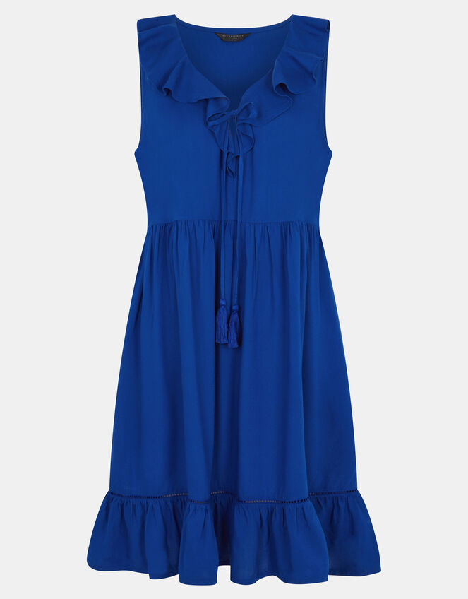 Strapless Ruffle Mini Dress, Blue (COBALT), large