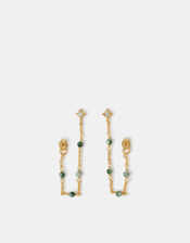 14ct Gold-Plated Aventurine Chain Drop Earrings, , large