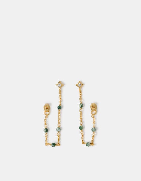 14ct Gold-Plated Aventurine Chain Drop Earrings, , large