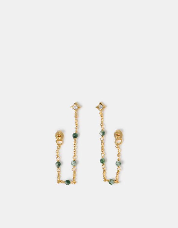 14ct Gold-Plated Aventurine Chain Drop Earrings, , large