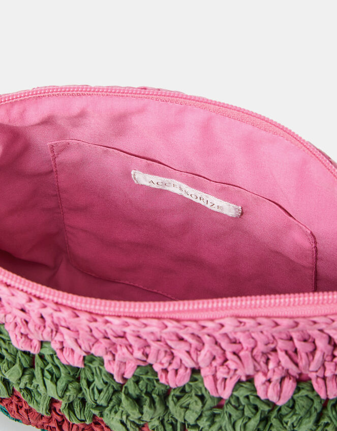 Mix Woven Raffia Crossbody Bag, , large