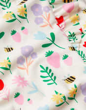 Girls Floral Print Swimsuit, Multi (PASTEL MULTI), large