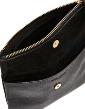 Leather Foldover Pouch, Black (BLACK), large