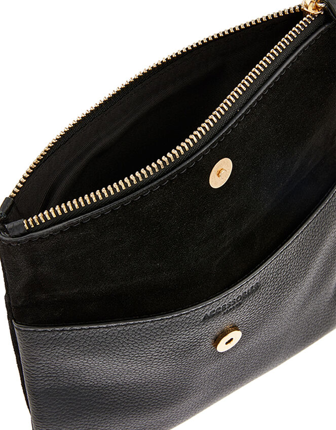 Leather Foldover Pouch, Black (BLACK), large
