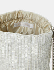 Bridal Bead Fringe Bucket Bag, , large