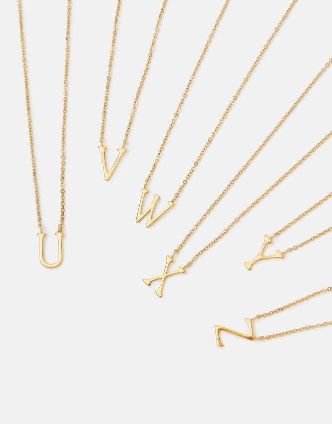 Stainless Steel Initial Pendant Necklace, Gold (GOLD), large
