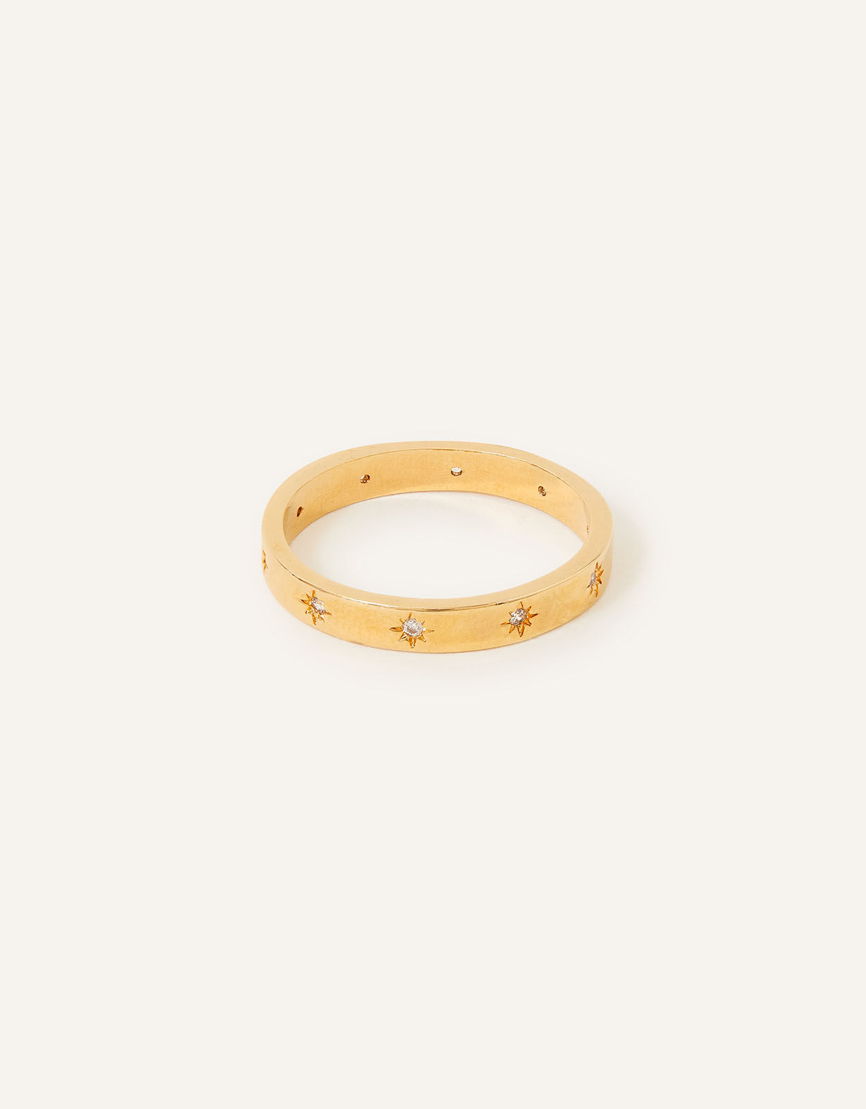 14ct Gold Plated Sparkle Star Band Ring Gold Z for Accessorize