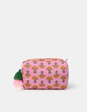 Floral Block Print Wash Bag, , large